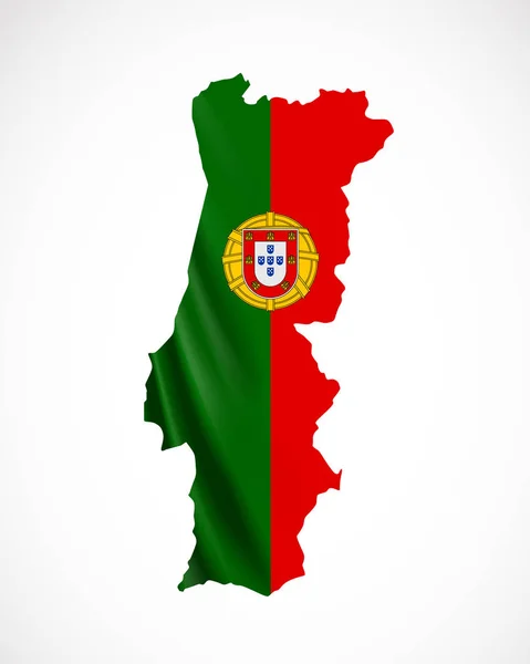 Bandera de Portugal en forma de mapa. República Portuguesa. Concepto de bandera nacional . — Archivo Imágenes Vectoriales