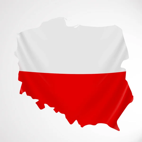 Polen-flaggan i form av karta. Republiken Polen. Polska nationella flaggan koncept. — Stock vektor