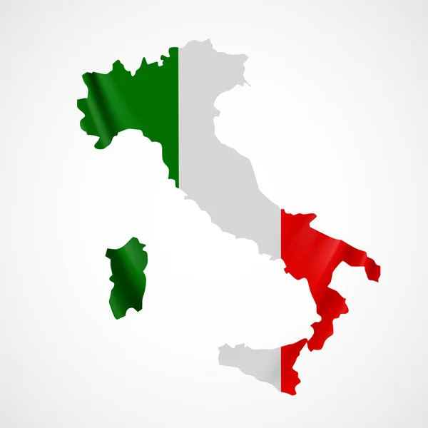Appeso bandiera Italia in forma di mappa. Repubblica italiana. Concetto bandiera nazionale . — Vettoriale Stock