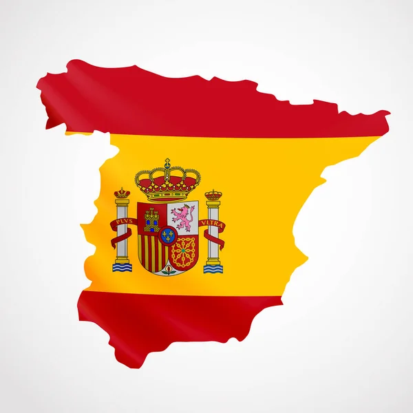 Pendurado bandeira da Espanha em forma de mapa. Reino de Espanha. Conceito de bandeira nacional . —  Vetores de Stock