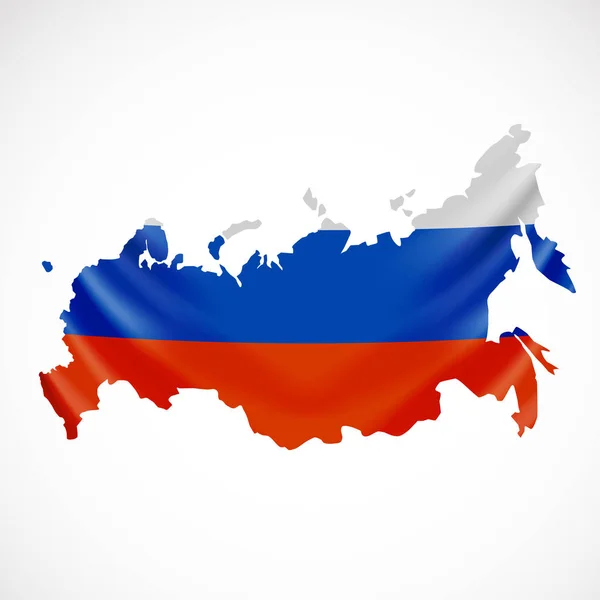 Opknoping Rusland vlag in de vorm van de kaart. Russische Federatie. Nationale vlag concept. — Stockvector