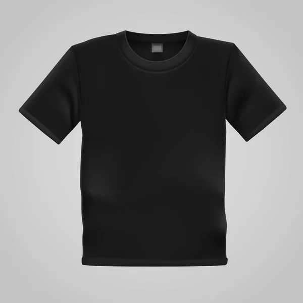 Modèle de T-shirt noir isolé sur fond blanc. T-shirt blanc pour tout modèle d'impression. Concept de magasin de vêtements . — Image vectorielle