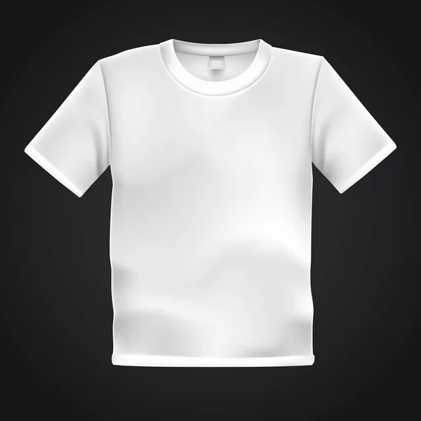 Modèle de T-shirt blanc isolé sur fond noir. T-shirt blanc pour tout modèle d'impression. Concept de magasin de vêtements . — Image vectorielle
