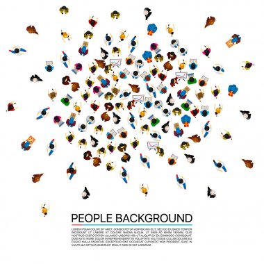 Beyaz arka plan üzerinde büyük insanlar kalabalık. Vektör çizim.