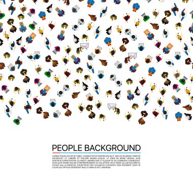 Beyaz arka plan üzerinde büyük insanlar kalabalık. Vektör çizim.