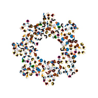 Bir grup şekil beyaz arka plan üzerinde izole karikatür simgesinin insan. Vektör çizim