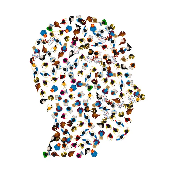 A group of people in a shape of head icon, isolated on white background. Vector illustration — Stock Vector