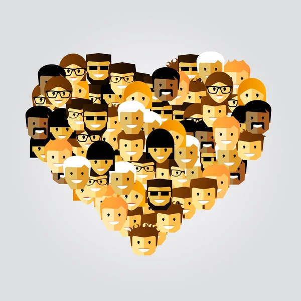 Many people in the form of heart. Vector illustration — Stock Vector