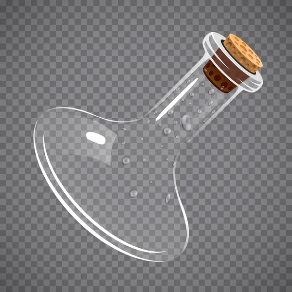 Bouteille en verre vide. Elixir, potion ou concept de chimie. Complètement transparent . — Image vectorielle