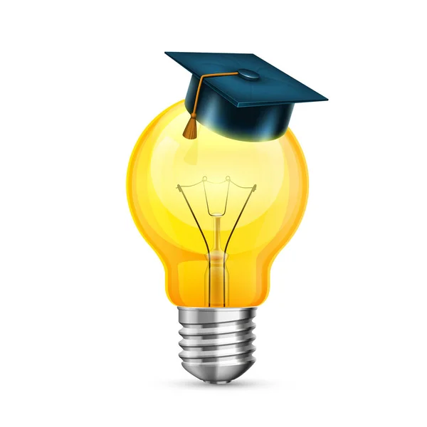 Master cap on the bulb. Creative idea. Object on a white background. Vector illustration — Stock Vector