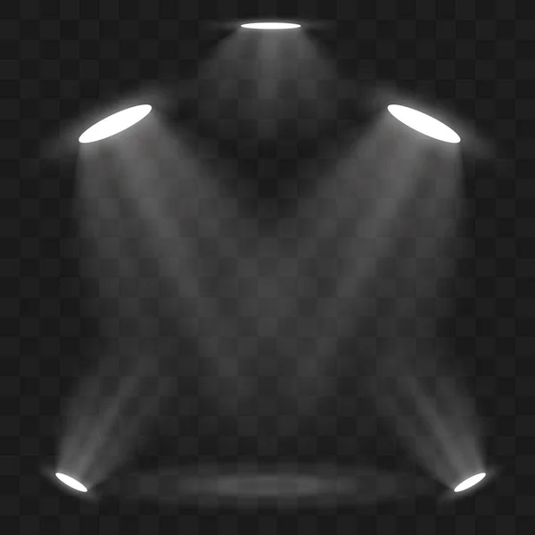Schijnwerpers scène lichteffecten. Fase licht spotlight vector. Vectorillustratie — Stockvector