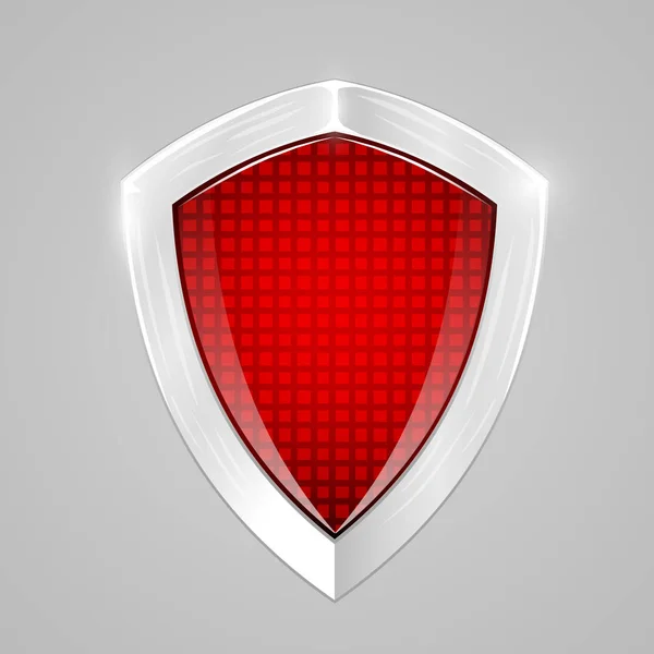 Escudo de metal rojo. Concepto de protección . — Vector de stock