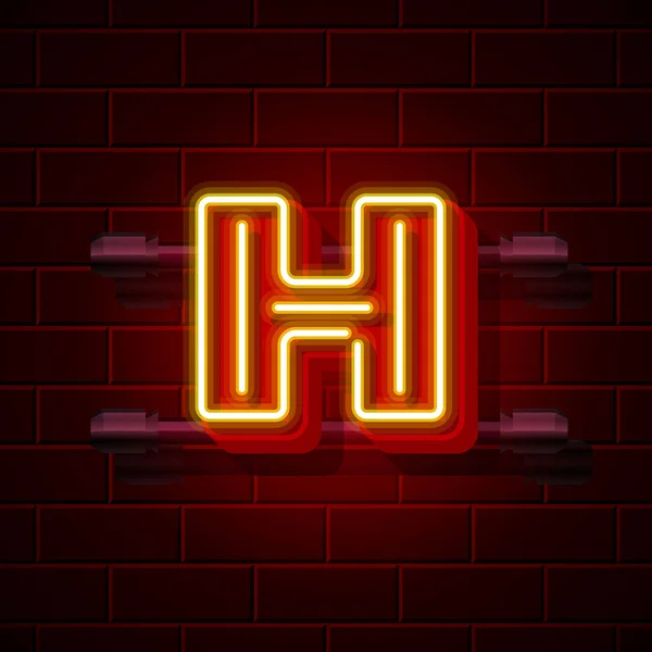Neon stad lettertype letter H uithangbord. Vectorillustratie — Stockvector
