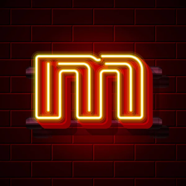 Neon city font M betűt jelzőtábla. Vektoros illusztráció — Stock Vector