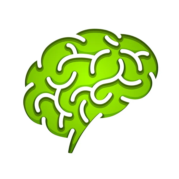 Silueta del cerebro verde — Vector de stock