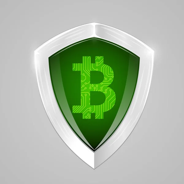 Bitcoin sköld koncept. Kryptografi valuta tecken. — Stock vektor