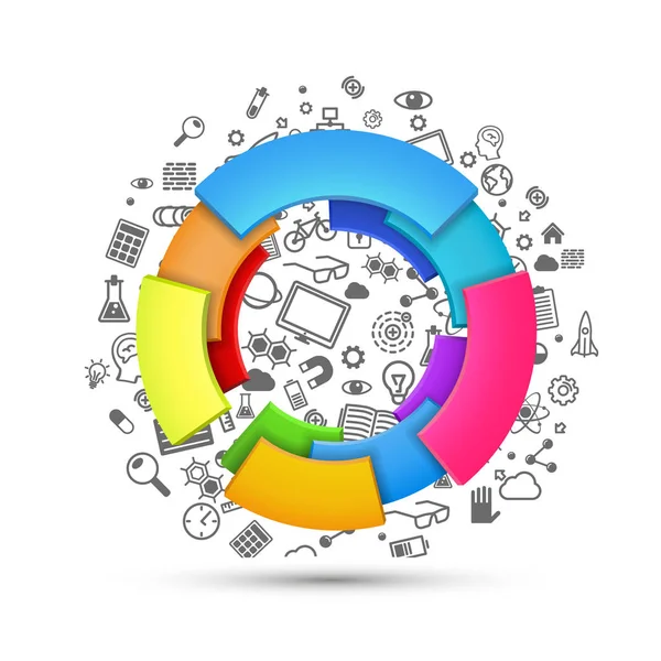 Ilustración vectorial del arco iris 3d colorido abstracto, diseño del logotipo, muchos icono — Vector de stock