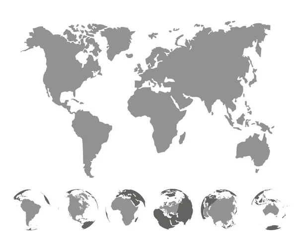 Kaart van de wereld met continenten op witte achtergrond. Vectorillustratie — Stockvector
