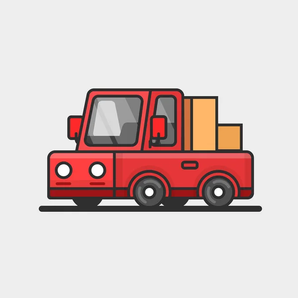 Moderne rote Pickup-Ikone. Lieferkonzept. flache Bauweise. — Stockvektor