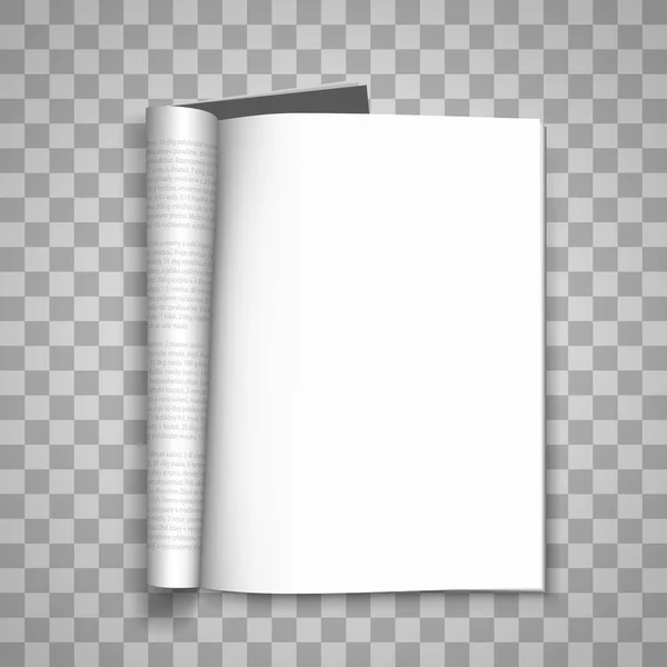 Abrir la revista de papel, Diario de papel, Revista en blanco fondo transparente, elemento de diseño de plantilla de página, ilustración vectorial — Archivo Imágenes Vectoriales