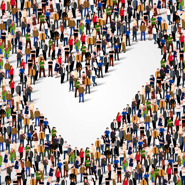 Большая группа людей в форме галочки на белом фоне. Да концепция
.