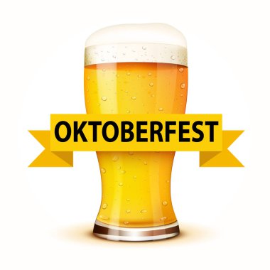 Bardak beyaz arka plan üzerinde izole bira. Oktoberfest poster.