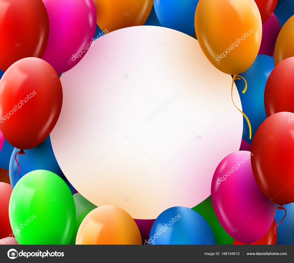 サークル フレームとカラフルな風船がたくさんグリーティング カード お誕生日おめでとう ストックベクター C Hobbit Art