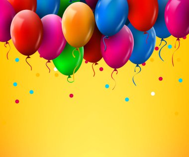 3D gerçekçi renkli grup parti ve kutlamalar için uçan doğum günü balonları