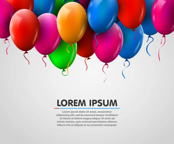 3d réaliste bouquet coloré de ballons d'anniversaire volant pour la fête et les célébrations — Image vectorielle