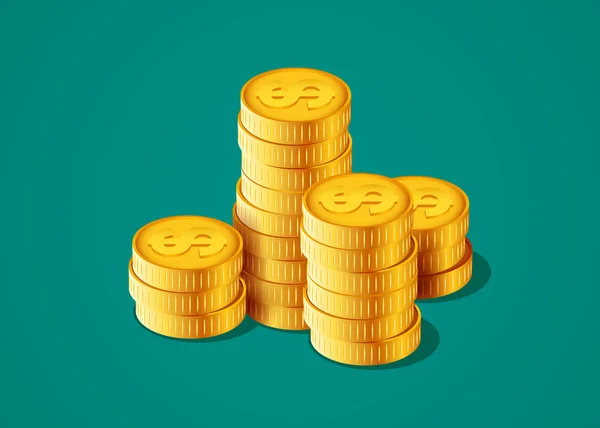 Vektorové ilustrace zlatých mincí. Zvýšit zisk. — Stockový vektor