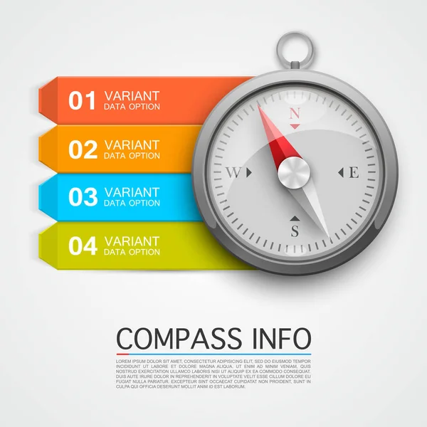Kompas info pijl, navigatie info pijl. — Stockvector