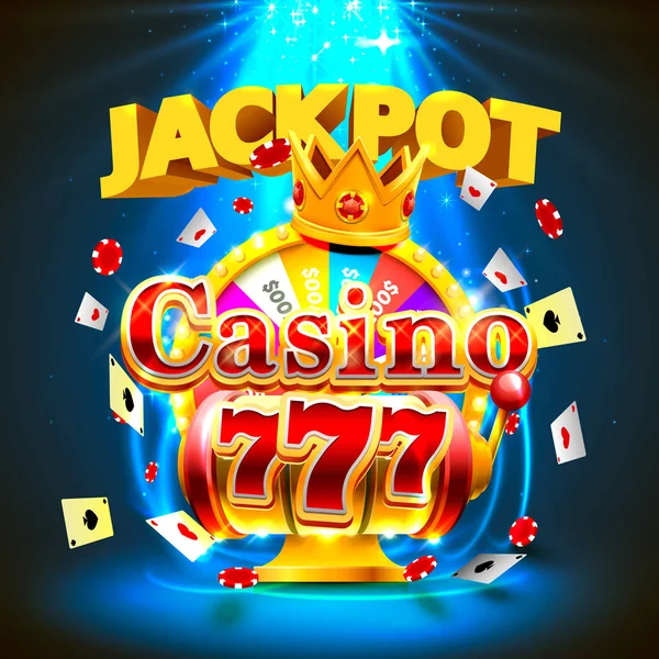 Slots Jackpot casino 777 och fortune kung banner. — Stock vektor