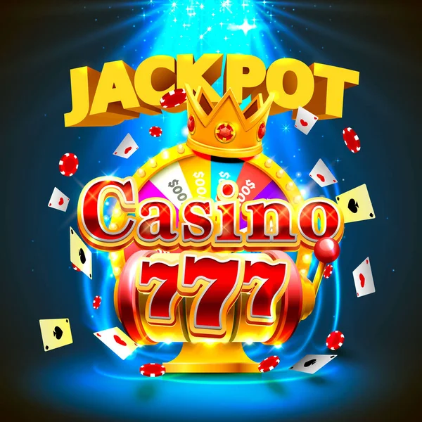 Jackpot gokkasten 777 en fortuin koning banner. — Stockvector