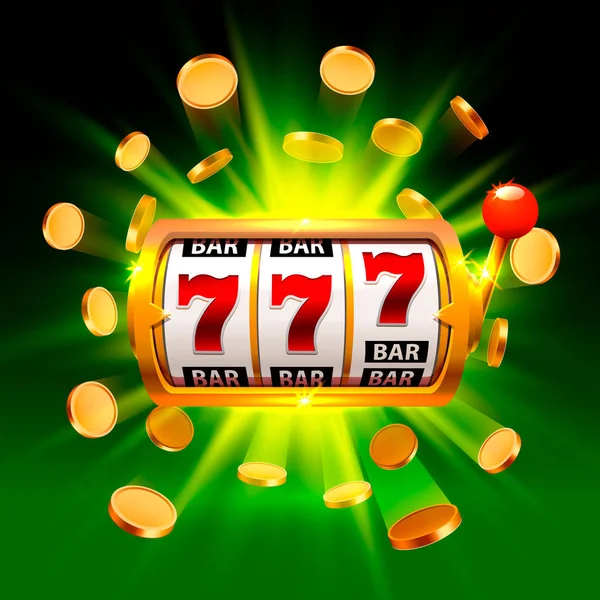 Grande vitória caça-níqueis 777 banner casino —  Vetores de Stock