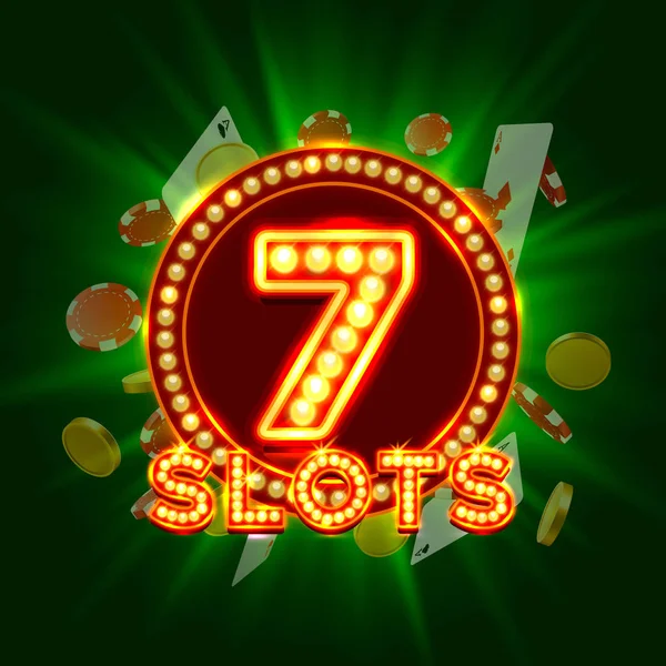 Casino slots jackpot 7 jelzőtábla. — Stock Vector