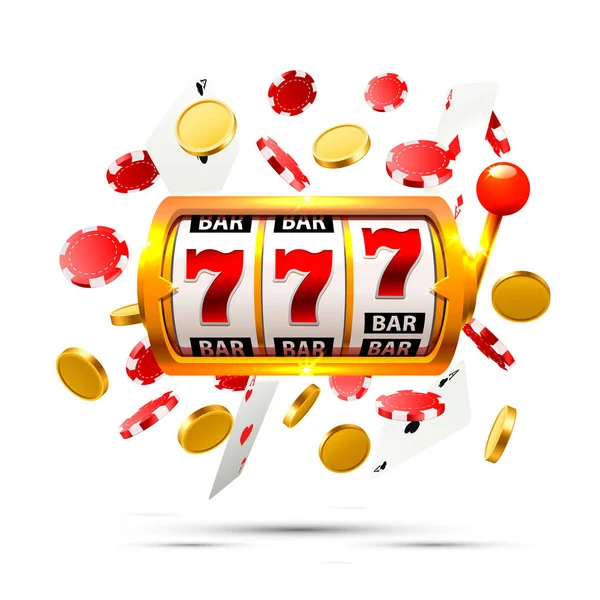 Grosse victoire slots 777 fond de casino de bannière. — Image vectorielle