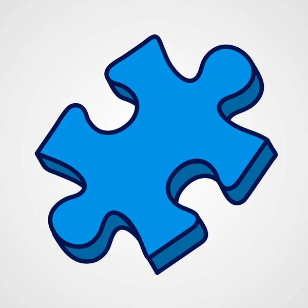 Cartoon puzzle piece icon. Blue variant. — Stock Vector