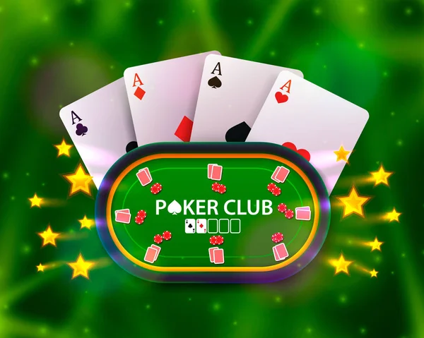 Τραπέζι πόκερ με το φόντο κάρτες και μάρκες. — Διανυσματικό Αρχείο