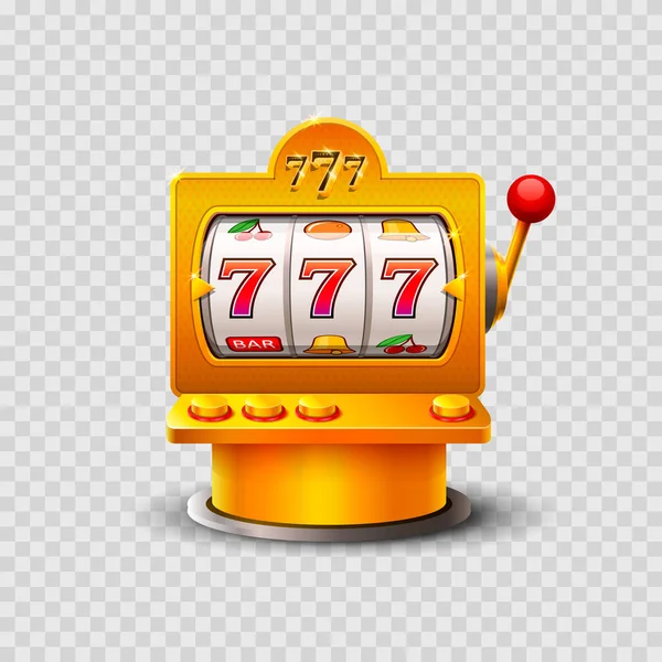 Golden slot machine wins the jackpot. — Stock Vector