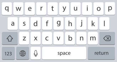 Modern smartphone klavye alfabe düğmeleri. Mobil klavye.