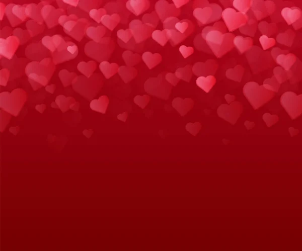 Roter Hintergrund mit vielen Herzen. Valentin-Tageskarte. — Stockvektor