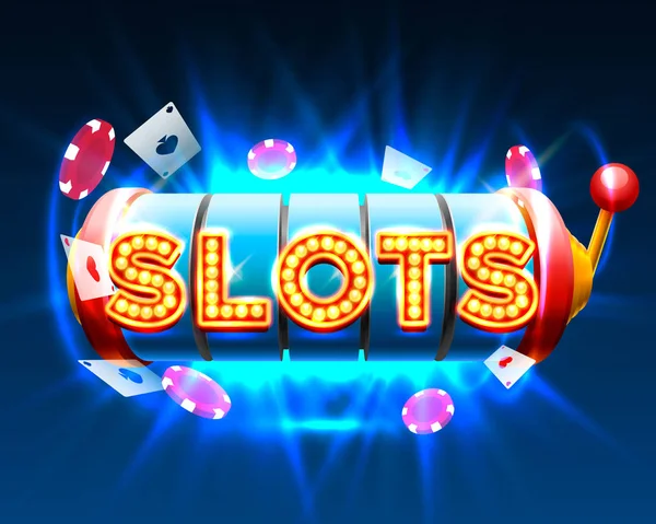 Casino van "slots" jackpot 777 uithangbord. — Stockvector