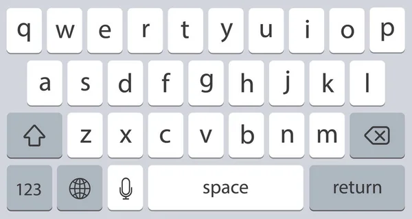 Moderní smartphone klávesnice abeceda tlačítek. Mobilní klávesnice. — Stockový vektor