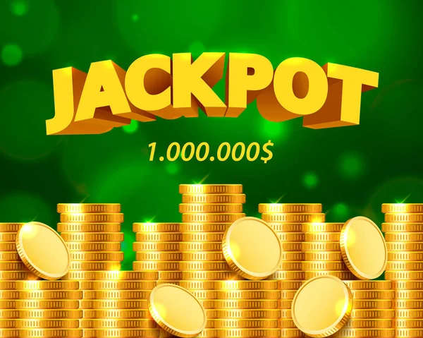 Jackpot miljoner dollar i form av guldmynt. — Stock vektor