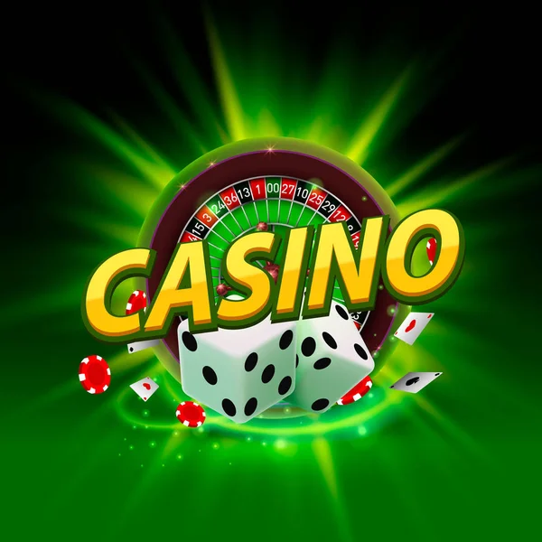 Casino dice roulette banner signboard — Stock Vector