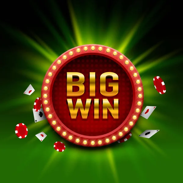 Big Win Casino Schild, Spiel Banner Design. — Stockvektor