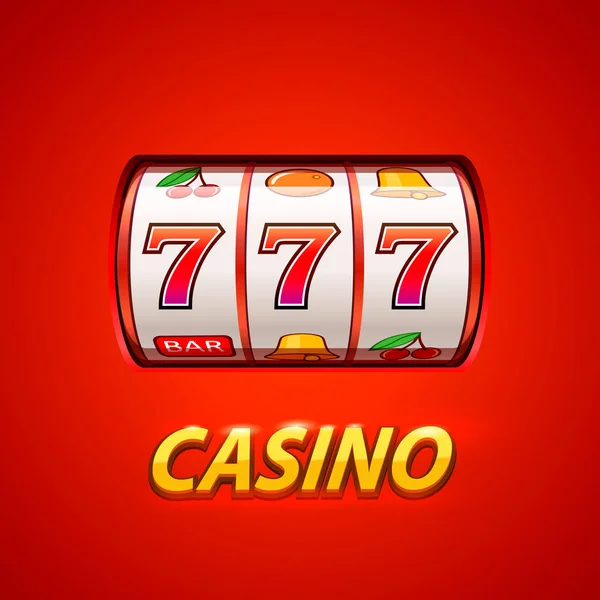 Golden slot machine wins the jackpot. — Stock Vector