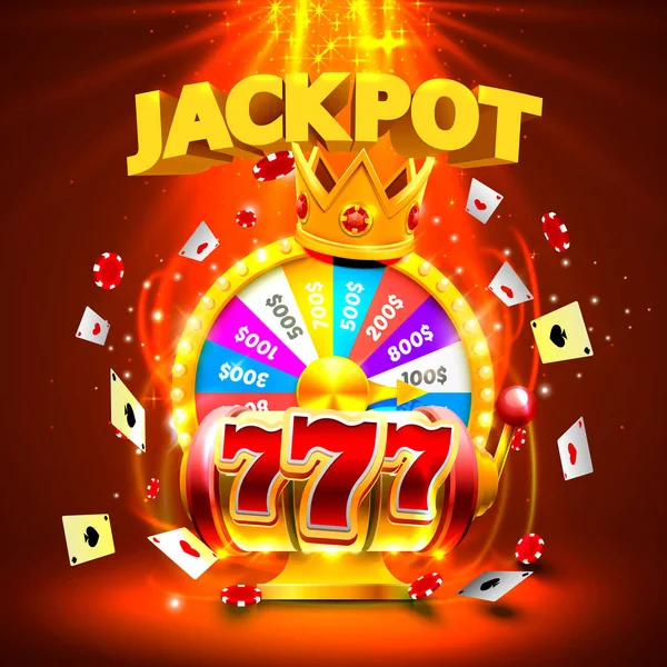 Jackpot casino 777 ranuras y banner de rey de la fortuna . — Archivo Imágenes Vectoriales