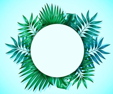 Renkli tropikal yaprak çerçeve. Orman tasarımı davetiye, tebrik kartları ve duvar kağıtları için kavramı.