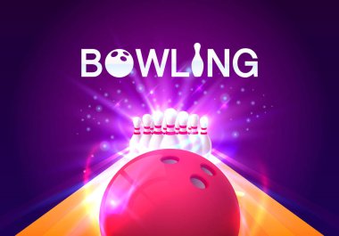 Bowling club poster parlak arka plan ile.